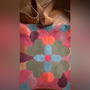 Vintage Lucky Brand Suede Patchwork Messenger Crossbody Bag Rare